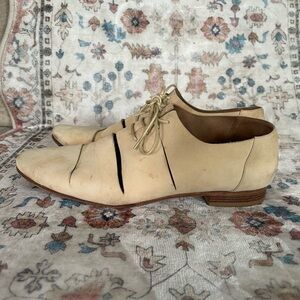 Hermes Richelieu Cream Suede Lace-Up Shoes